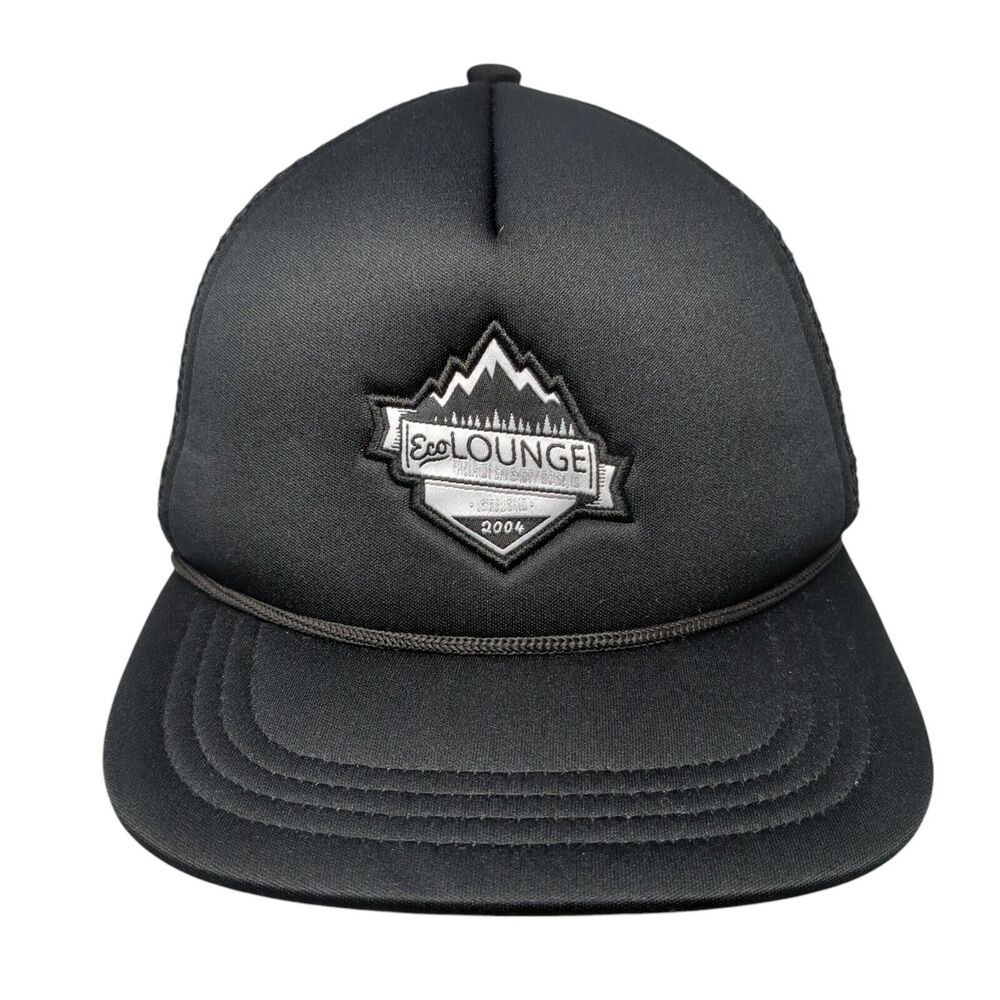 Eco Lounge Mesh Back Rope Trucker Hat Black One Size Solid CG Habitats